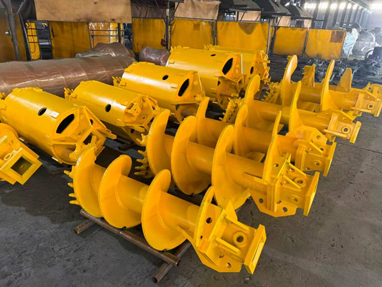 Rock flat auger and D-shape Rock drilling bucket. With 130mm kelly box. 
